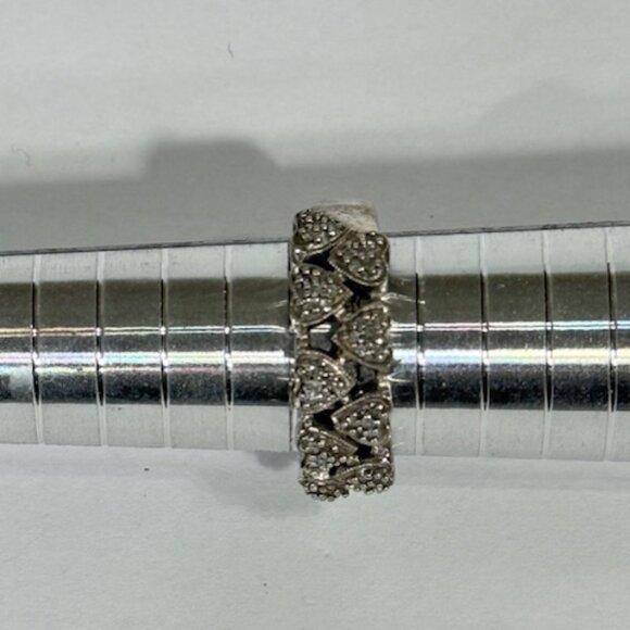 Vintage 925 silver JWBR two rows of pave hearts ring. - Picture 3 of 8